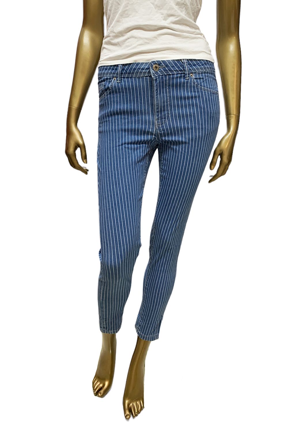 Дамски дънки SPRINGFIELD Slim Cropped 6825273-15  Раирани  Син