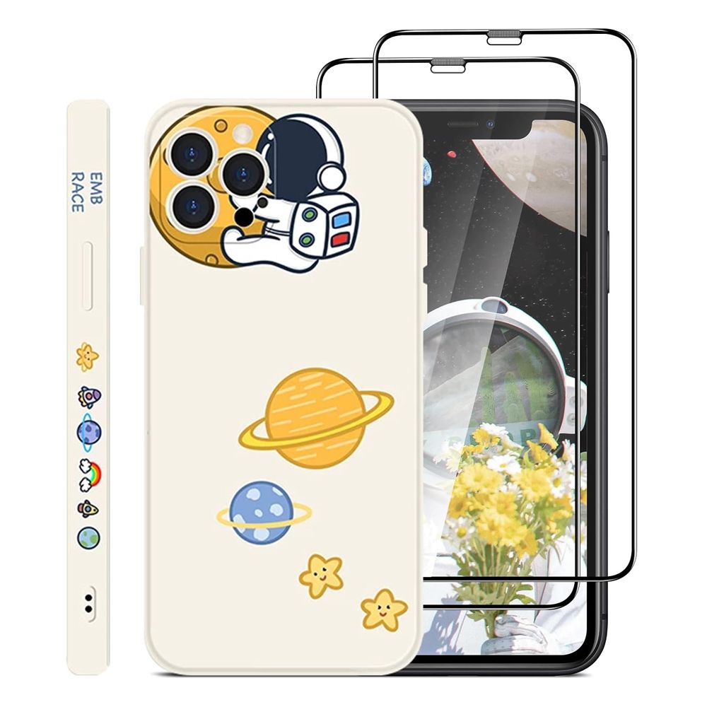 Комплект кейс и протектор JUP 6435947 8865-22  За iPhone 12 Pro Max  С протектор за екрана  На планети  TPU  Бежов  6 7 quot 