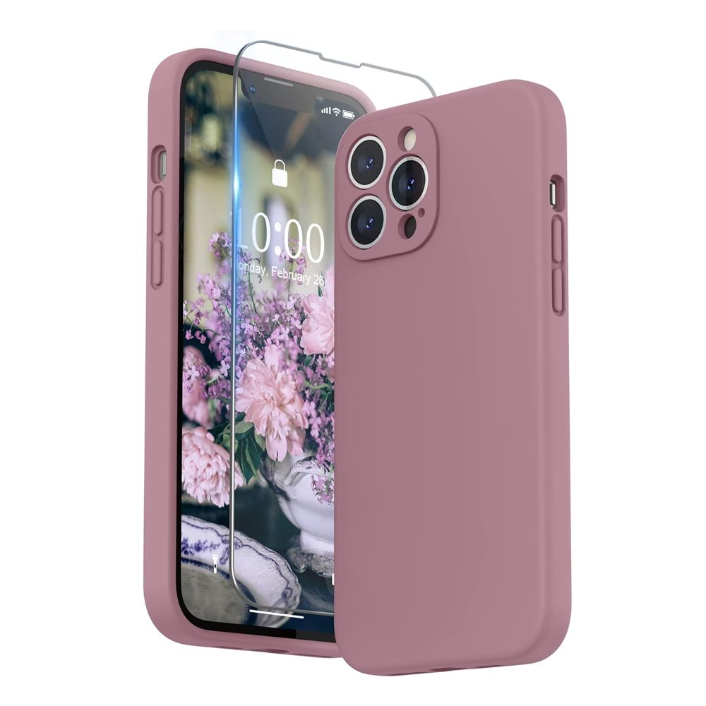 Комплект кейс и протектор JUP SURPHY 3454315 8865-23  За iPhone 13 Pro Max  Микрофибър отвътре  3-слойна защита  Силикон  Лилав  6 7 quot 