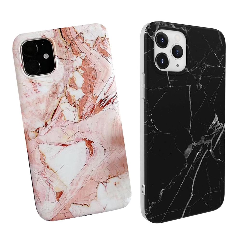 Комплект кейсове JUP  11143-6 8865-20  2 броя  За iPhone 12 12 Pro  Мраморен ефект  TPU  Черен Бежов  6 1 quot 