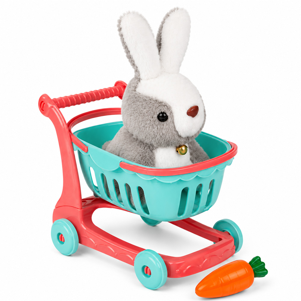 Игрален комплект Chippo 5127888  Заек в количка с мърдащи уши  Сив  22 см