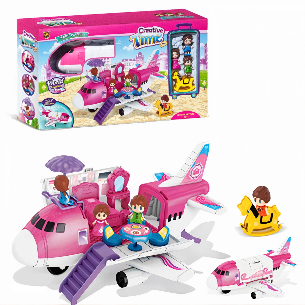 Игрален комплект Chippo Каролина частен самолет Happy Places 3314977  48см  Розов