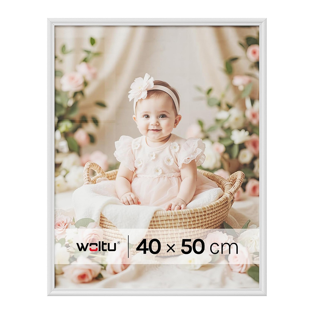 Фото рамка Woltu Artos 7248157 ML2-25-2  За стена  Със стъкло и паспарту  За стена или маса  Дърво  40 x 50 см  Бял