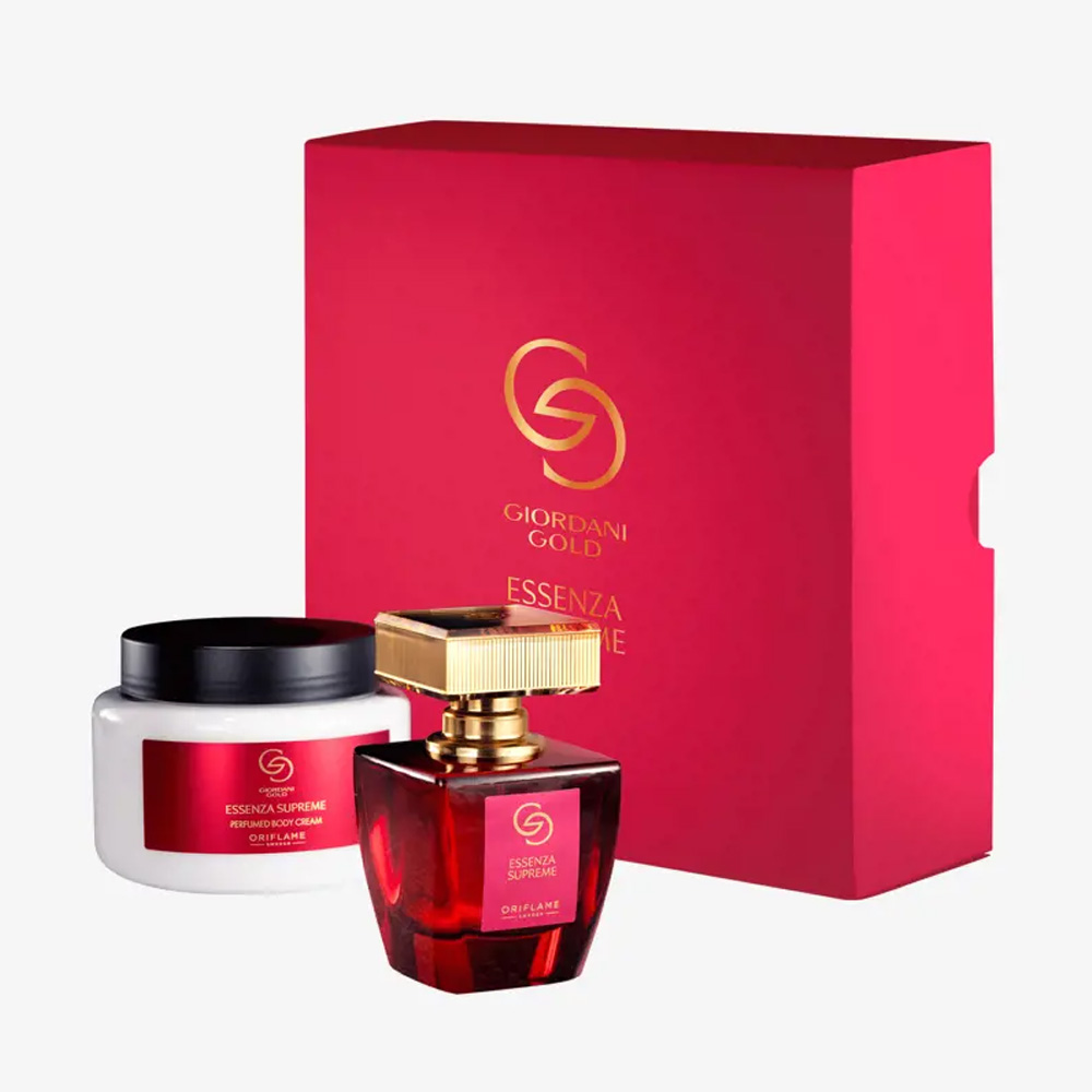 Подаръчен комплект за жени Oriflame Giordani Gold Essenza Supreme  Парфюм 50 мл   Парфюмиран крем за тяло 250 мл  2 части