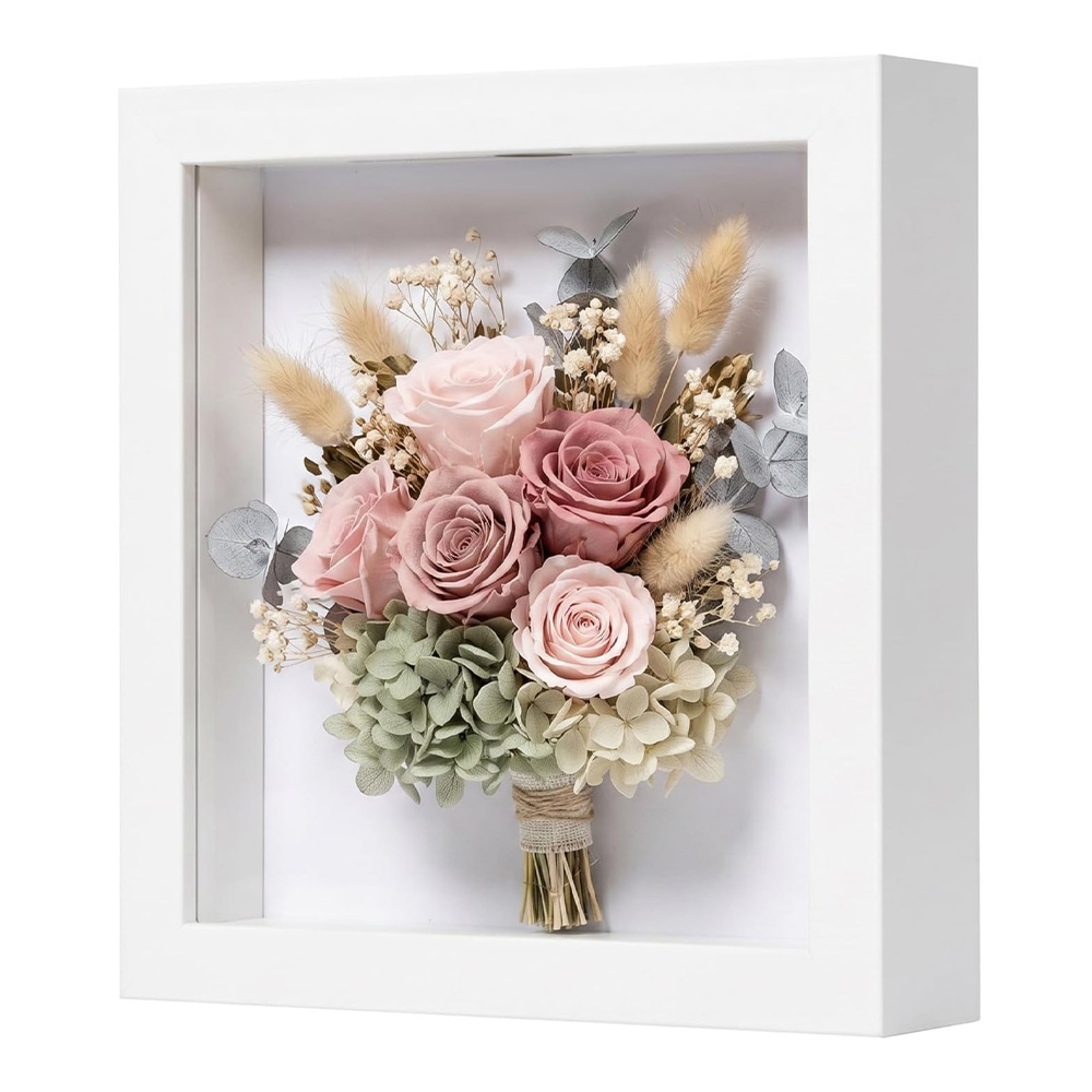 3D фото рамка-касичка EUGAD 8257673 DC  За стена и маса  С прозрачен пластмасов панел  MDF  22 x 22 см  Бял