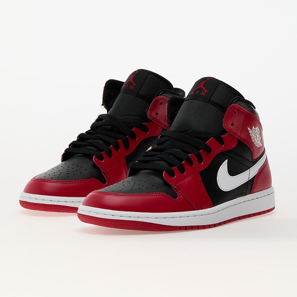 Мъжки маратонки Jordan Air Jordan 1 Mid DQ8426-061 50-6  Естествена кожа  41 EU  Black White-Gym Red