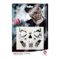 Комплект Smiffys Make-Up FX Skull Face Tattoo Transfer Kit *150474 1-10, Трансферна татуировка за лице Череп, Хелоуин, Черен, 29 x 20 см_0