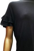 Дамска тениска Stradivarius #9001026 10-444, Къдрици на ръкавите, Памук, S, Черен_1
