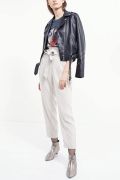Дамски панталон Stradivarius #0004407 10-444, Широка кройка, Висока, 40, Бял_3