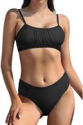 Дамски бански SHEKINI 12292-01 5701234 8865-35, 2 части, С набран ефект, Черен, XL_0
