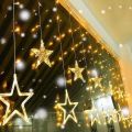 LED светлинна завеса Scobuty *0001851 8865-52/53,  6 големи звезди и 6 малки звезди, 8 режима, 2,5м, Водоустойчиви, Топло бяло_3