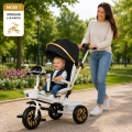 Детска количка 3 в 1 Chippo 260818-3, Количка, Триколка с родителски контрол, въртяща се на 360&deg; седалка, музика и светлини, сенник, кошник, 6 месеца &ndash; 5 години, до 20 кг, Бял/Черен_3