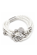 Дамска гривна The Veuer 16737660-10, 11-26-666, С детелини и кристали, От Swarovski Elements,  изкуствена кожа, Бял_0