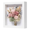3D фото рамка-касичка EUGAD 8257673 DC, За стена и маса, С прозрачен пластмасов панел, MDF, 22 x 22 см, Бял_0