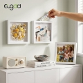 3D фото рамка-касичка EUGAD 8257673 DC, За стена и маса, С прозрачен пластмасов панел, MDF, 22 x 22 см, Бял_6