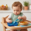 Детски комплект прибори primamma 228406447, 3 части, Вилица и лъжица с кутия, Полипропилен, Син_2