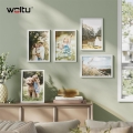 Фото рамка Woltu 7248119 DC, За стена, С пластмасов защитен панел и паспарту, Дърво, 30 x 45 см, Бял_6
