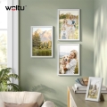 Фото рамка Woltu 7248119 DC, За стена, С пластмасов защитен панел и паспарту, Дърво, 30 x 45 см, Бял_7