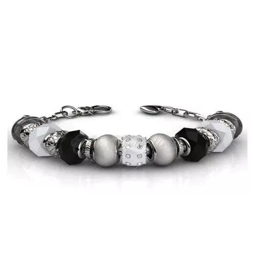 Гривна от стъкло Мурано The Veuer 16755850 17  С елементи Swarovski  Черен сребрист