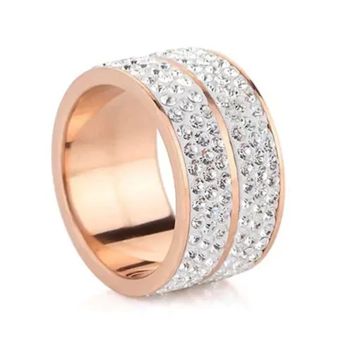 Пръстен от неръждаема стомана The Veuer Elyna 16759425-11-26-555  С кристали Swarovski Elements  Розово злато  Размер 19мм