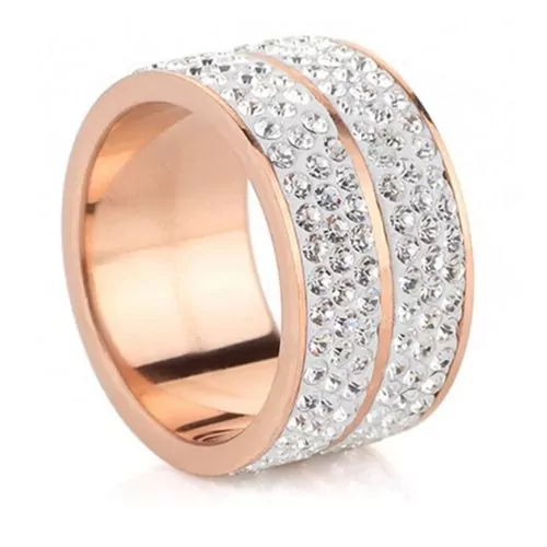 Пръстен от неръждаема стомана The Veuer Elyna с кристали Swarovski Elements  Розово злато  размер 17мм  16760516-11-26-554