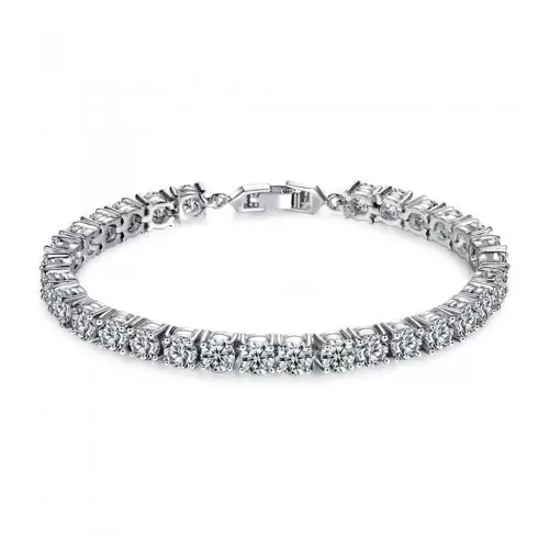 Дамска гривна Clear Crystal 16761993-11-26-776 С бяло златно покритие  Кръгли кристали  Сребрист  10K Gold Filled
