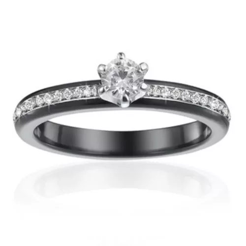 Керамичен пръстен The Veuer 16773493 11-26-361  с кристали SWAROVSKI  Черен 19мм