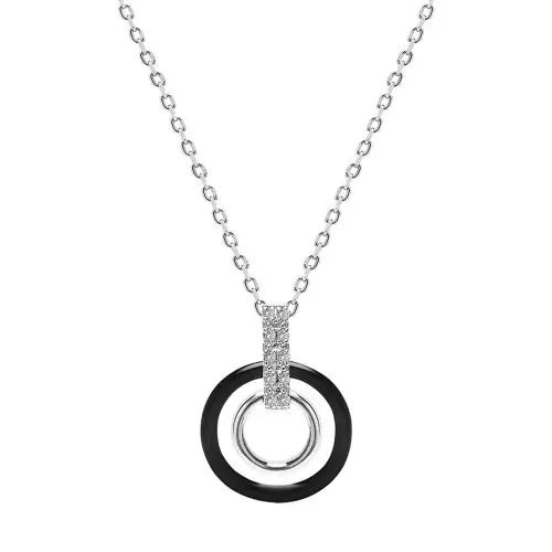 Колие The Veuer 16759610-11-26-224  С керамична висулка  Украсено с кристали Swarovski Elements  Сребрист