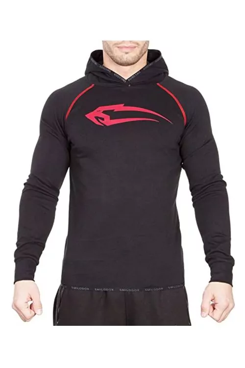 Мъжка блуза SMILODOX 160555229-10-19   Slimfit  С качулка  Черен  M