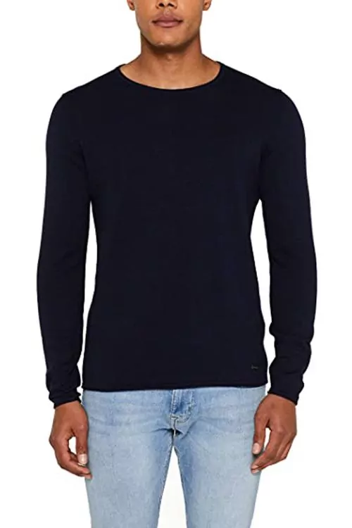 Мъжки тънък пуловер edc by Esprit 160669309 10-59  Regular Fit  Обло деколте  Памук  Тъмносин  2XL
