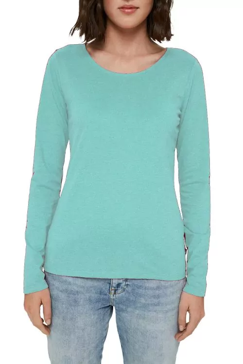 Дамска блуза edc by ESPRIT 181292379 10-51  Овално деколте  Тънка материя  Памук  Син  S