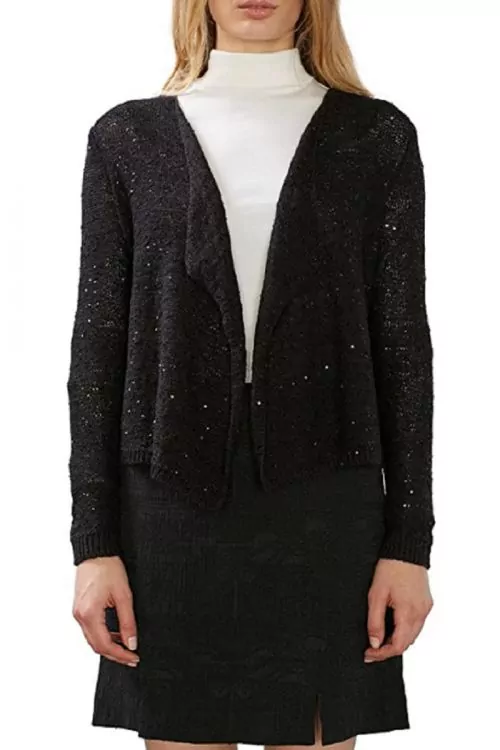 Дамска жилетка edc by ESPRIT AZ2198-184456886  С пайети  Черен  L
