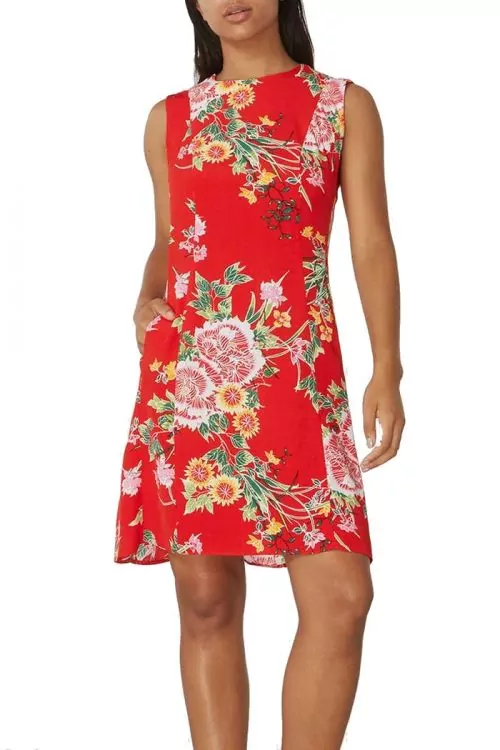 Дамска рокля Dorothy Perkins 193507128-AZ2198  Лятна  Флорален дизайн  Червен  40 L