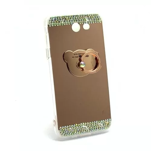 Силиконов кейс Uposao 209963887 10-449,  За Samsung Galaxy J7 2017, Кристално огледално покритие, Мече пръстен, Розов