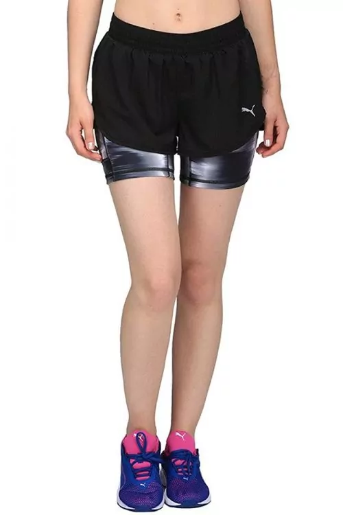 Дамски спортни къси пантолони 2 в 1 Puma 504476435-AzES3374f  dryCELL  3-инчови  Черен  L