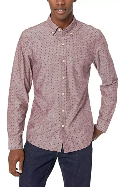 Мъжка риза Find Goodthreads AZ14508-0634424  Slim Fit  Дълги ръкави  Памучна  Лилав Бургунди