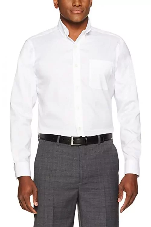 Мъжка риза Buttoned Down  Classic fit  Джоб  Луксозен памук  Бял
