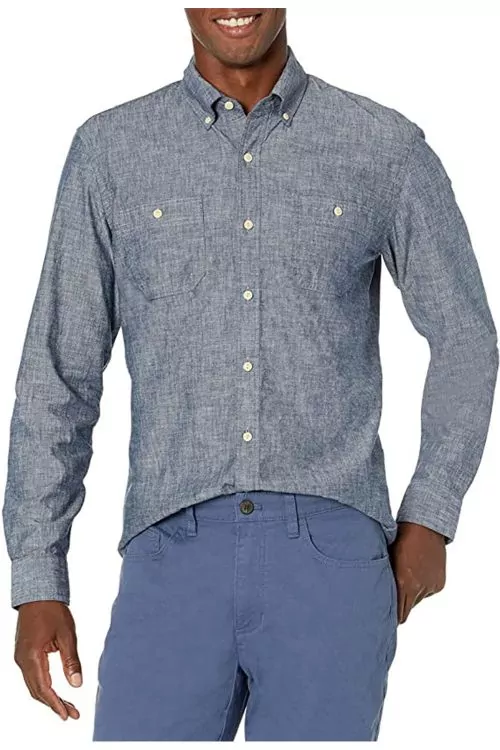 Мъжка риза Find Goodthreads 0293089-A14783  Standart Fit  Дълги ръкави  Син  L