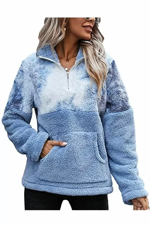 Дамски плюшен суичър Jup Bwiv 3353830 8865-1  Oversized  Син  L XL