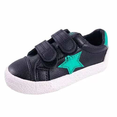 Детски кецове Chippo Kids 91113 15-42 380  23-30  Еко кожа  Звезда  Черен Зелен  Размер 27  18 00 см