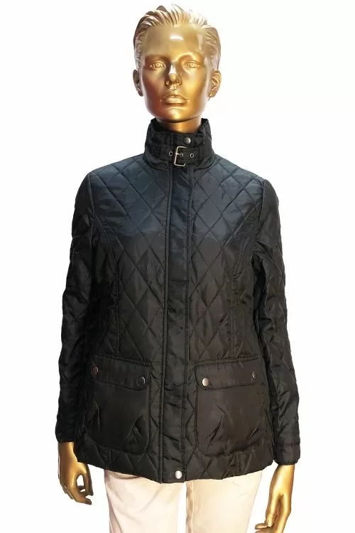 Дамско преходно яке Bonprix Collection E-0332735 10-203  Капитонирано с цип и катарама на яката  Външни джобове  Черен  40 L
