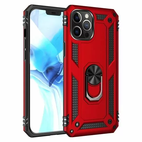 Калъф за телефон JUP 8865z6 8865-20  За iPhone 12 iPhone 12 Pro  Със стойка  Супер здрав  TPU PC  Червен