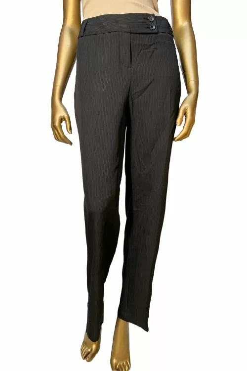 Дамски панталон Charles V ouml gele 1081567 10-100  Средна талия  Ситно райе  Къса кройка  L-XL  Черен