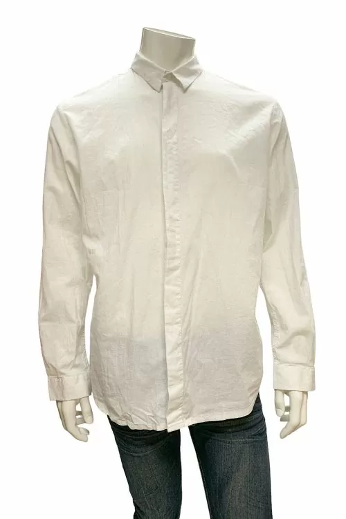 Мъжка риза Jack  amp  Jones 115075169 10-99  Slim Fit  Дълъг ръкав  Памук и лен  Бял  XL
