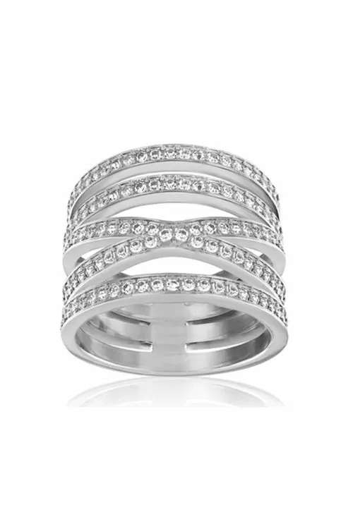 Пръстен Luxury Crystal 17796689, 11-26-681, С кристали от позлатен месинг, Сребрист, Размер 50-52, 17мм