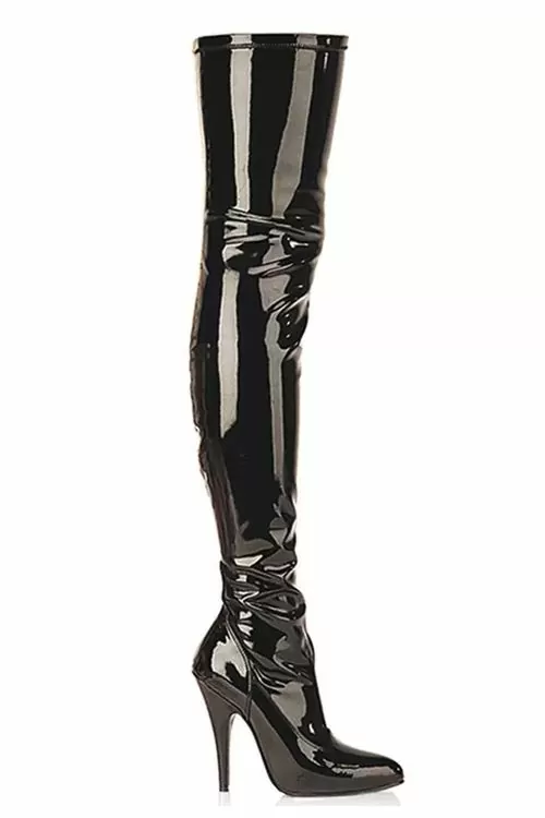 Дамски ботуши Pleaser Seduce-3063 16253493 15-554  Над коляно  Висок ток  С връзки  Еко кожа  Черен  34 EU