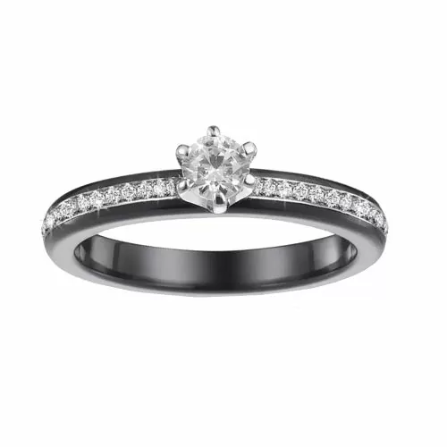 Дамски керамичен пръстен Luxury Crystal  С кристал Swarovski Черен
