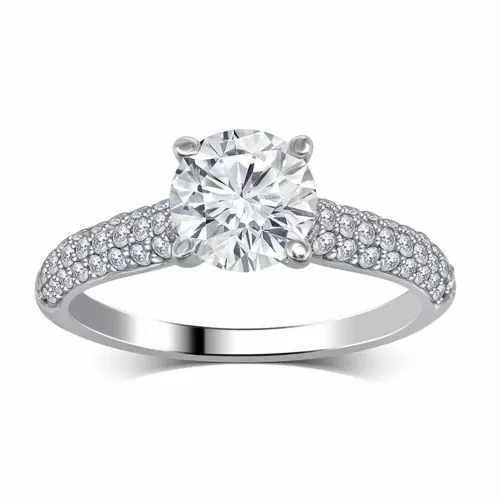 Дамски пръстен Luxury Crystal 17831396 90-4  Един голям кристал и 32 малки  Родиево покритие  Сребрист  Размер 16 2мм