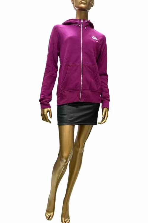 Дамски спортни суитшърт Nike 382165-100-L 10-120  С цип и качулка  С джобове  Памук  Лилав  L