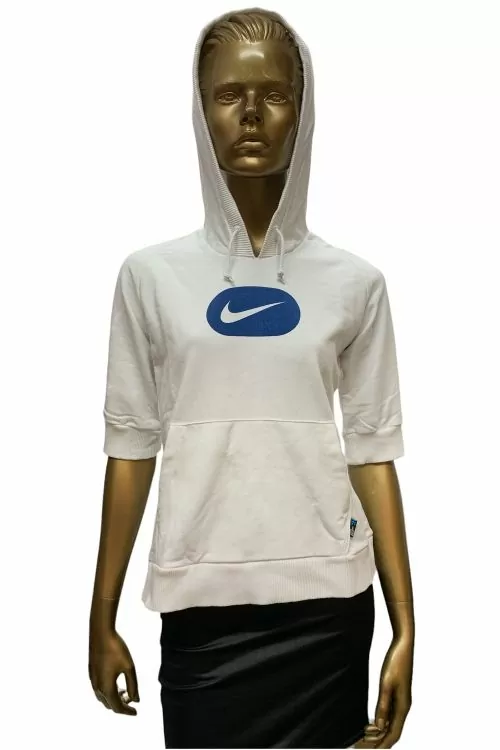 Дамски спортен суитшърт Nike 294121-100-L 10-121  С 3 4 ръкав  С джоб  Памук  Бял Син  L